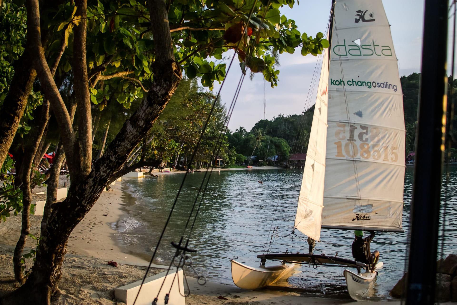 Sailboat on the beach at Koh Chang Sailing, Trat province, Gulf of Thailand