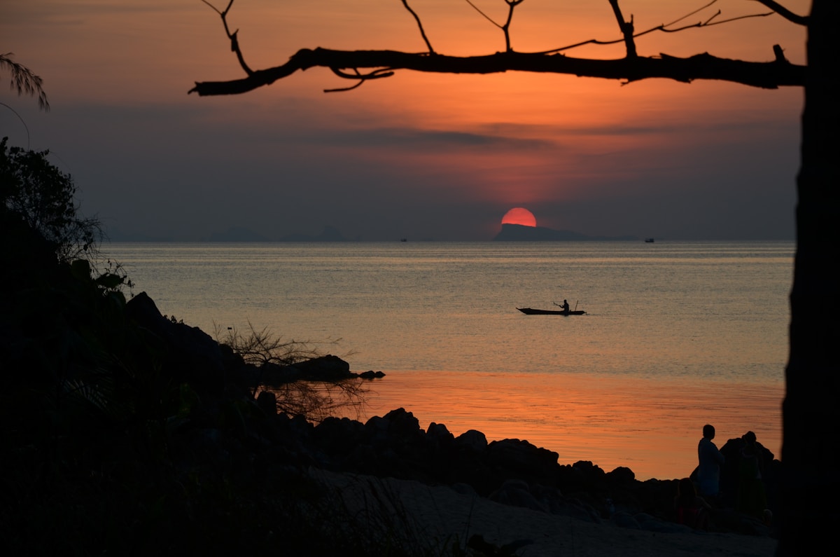 Turquoise water and palm-lined beach on Koh Phangan, Gulf of Thailand