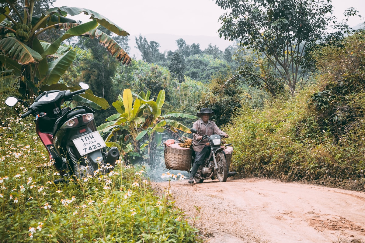 Scooter parked on a quiet road in northern Thailand - scooter rental in Thailand